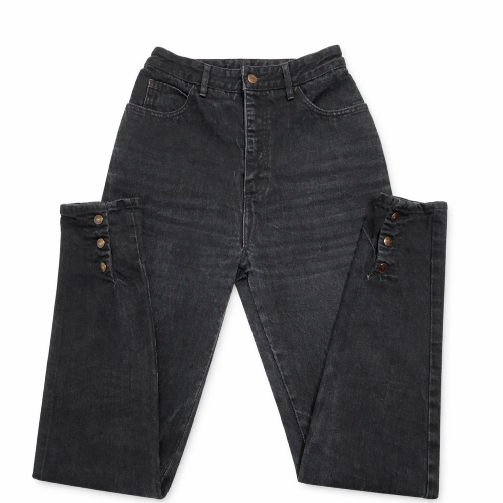 🔥 Vintage BONGO indigo High Rise Black Mom Jeans 90s Snap Cuff sz 9 🔥